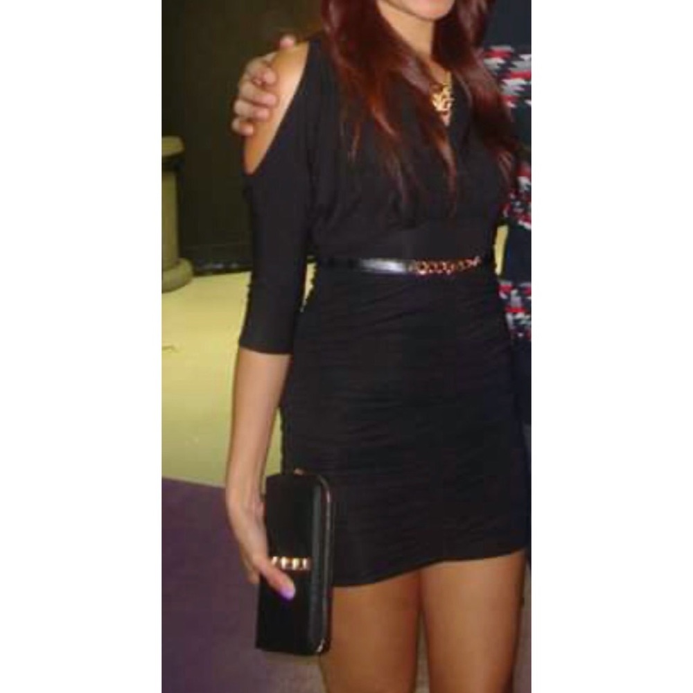 Sexy Fitted Cold Shoulder Little Black Dress